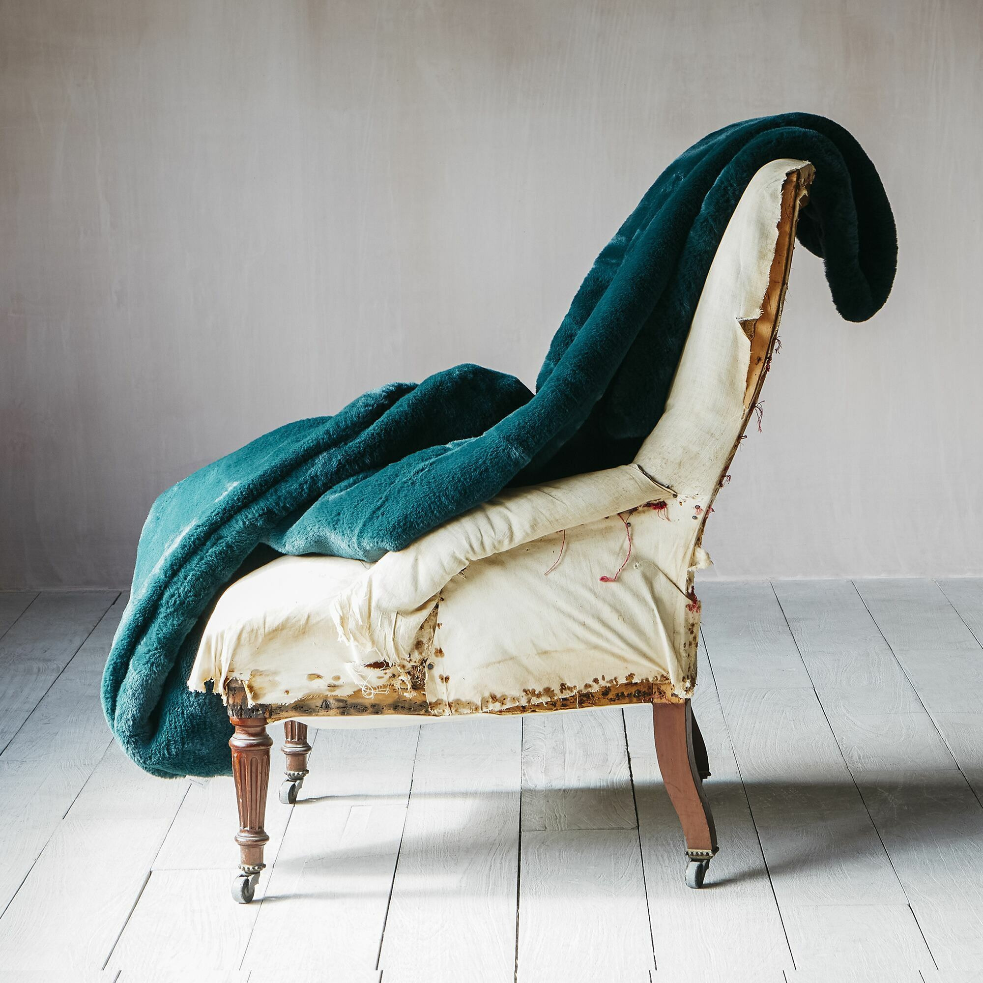 Graham and Green Bottle Green Faux Fur Throw