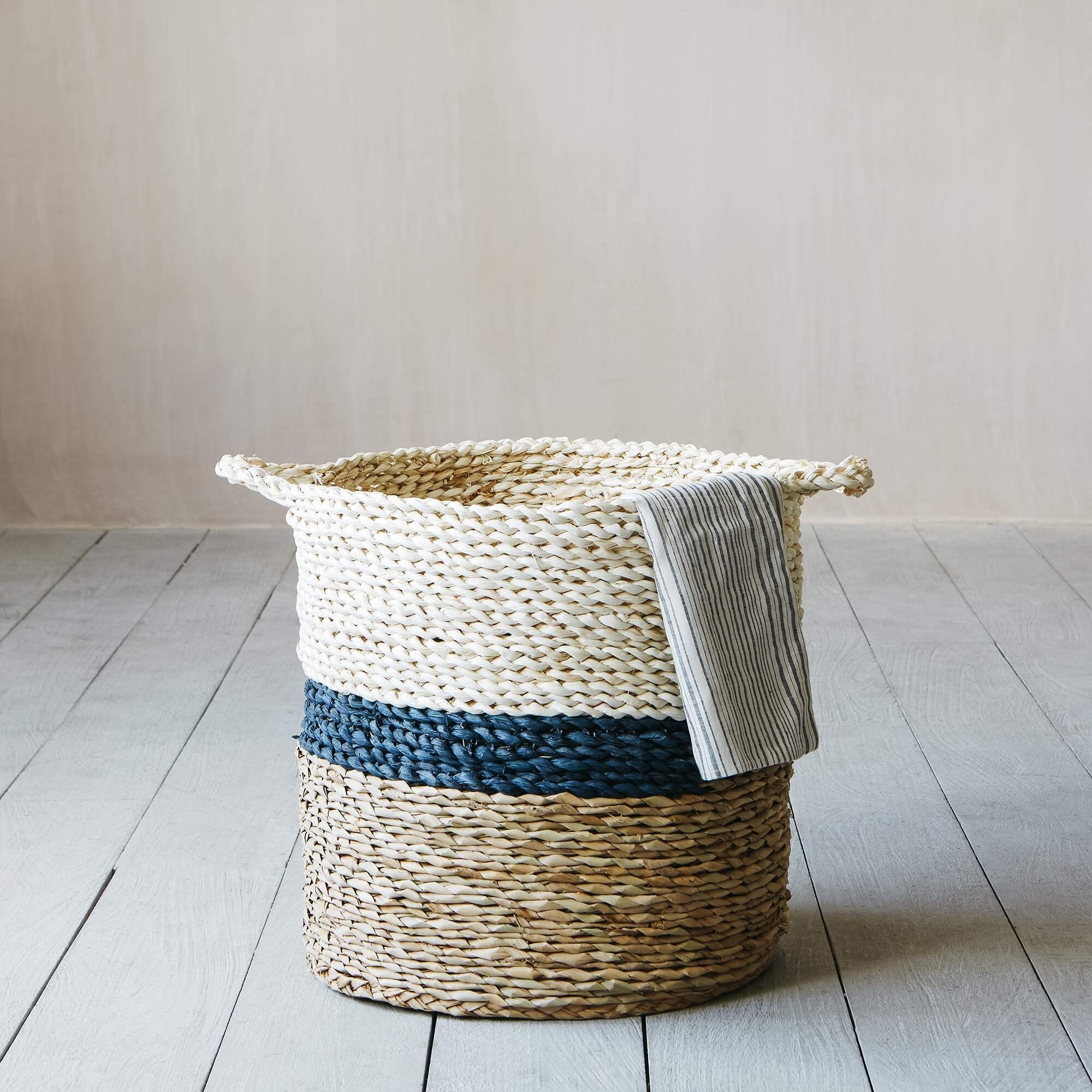 Graham and Green Striped Straw Basket