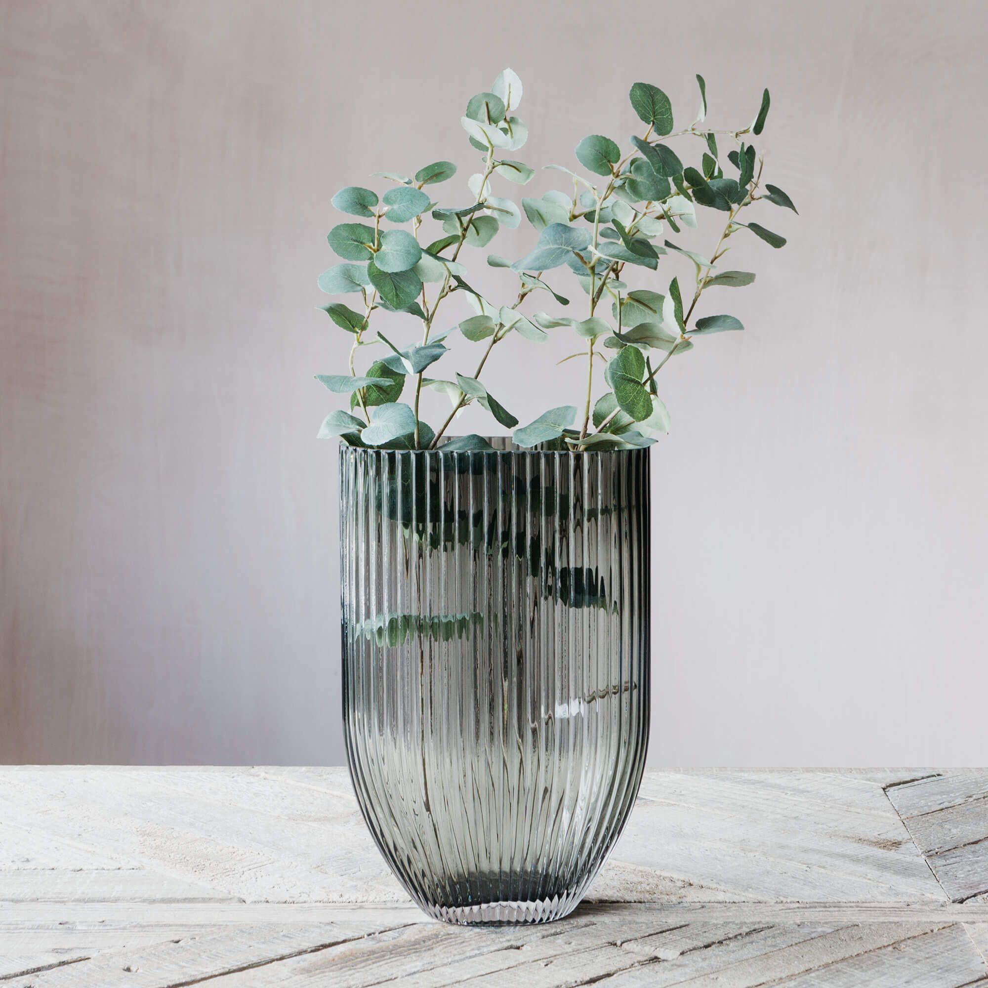 Graham and Green Grey Oblong Ribbed Glass Vase
