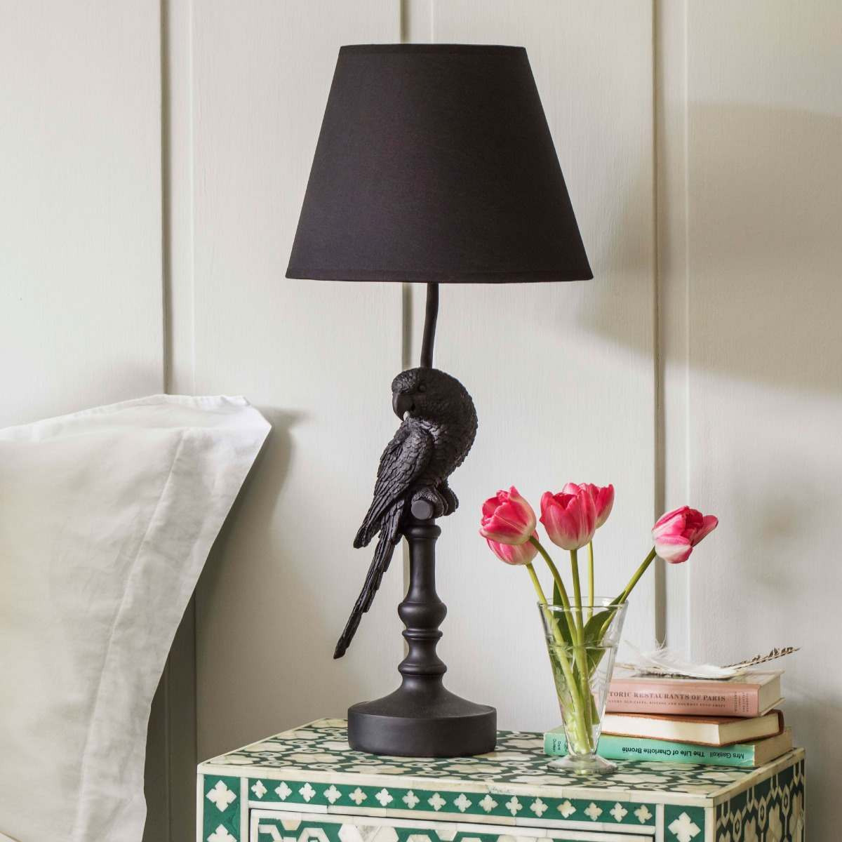 Graham and Green Black Parrot Lamp with Shade