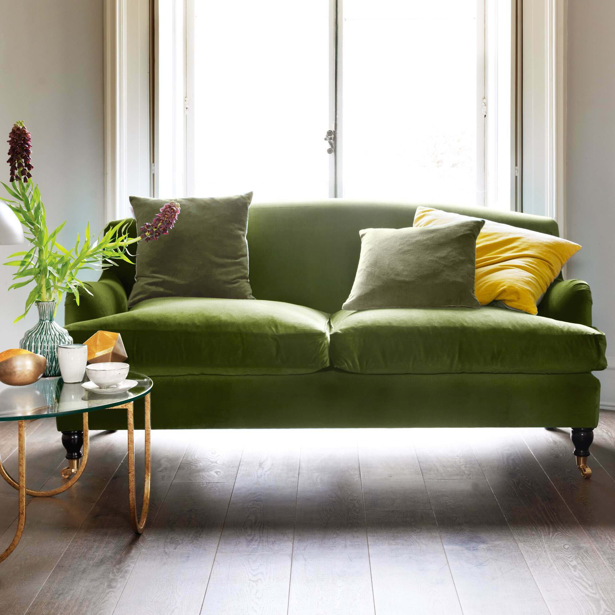 Doze Forest Green Velvet Two Seater Sofa - image 1
