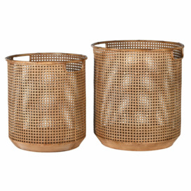 Graham and Green Set of Two Rattan Effect Metal Baskets