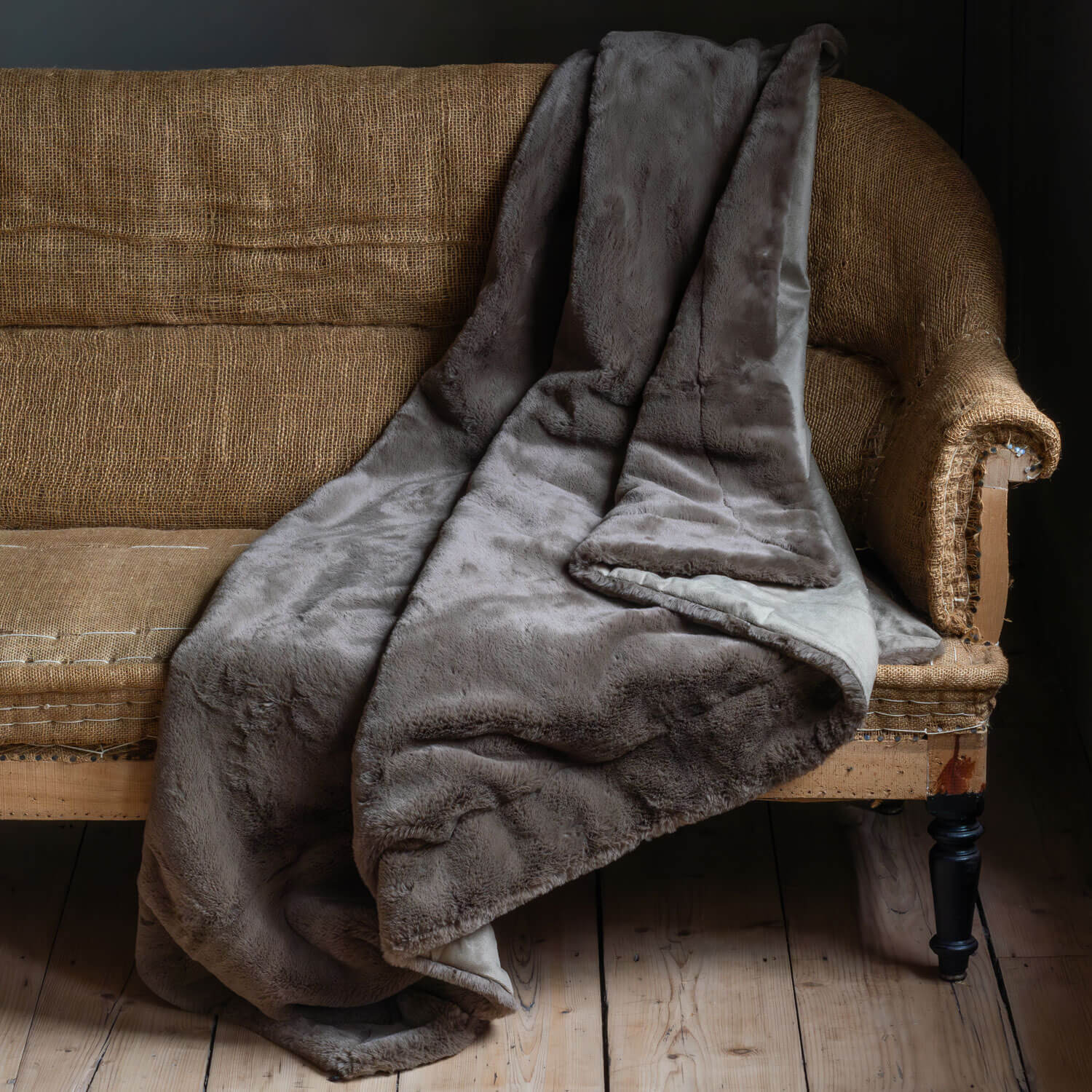 Graham and Green Taupe Brown Faux Fur Throw - image 1