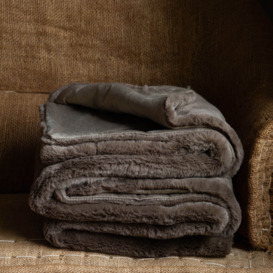 Graham and Green Taupe Brown Faux Fur Throw - thumbnail 2