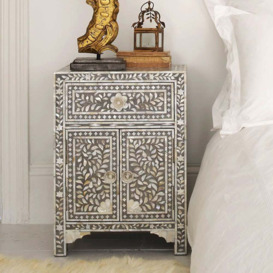 Graham and Green Classic Grey Mother of Pearl Bedside Table - thumbnail 1