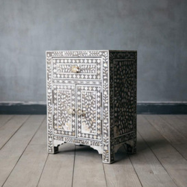 Graham and Green Classic Grey Mother of Pearl Bedside Table - thumbnail 3