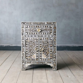 Graham and Green Classic Grey Mother of Pearl Bedside Table - thumbnail 2