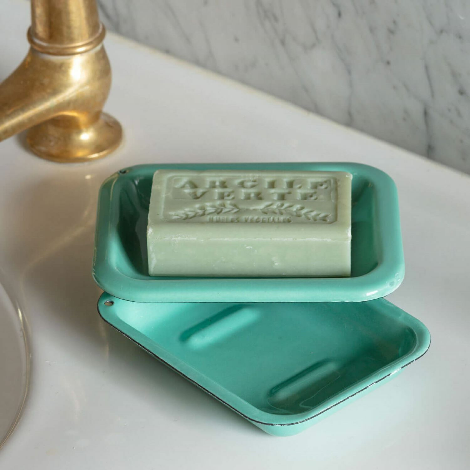Graham and Green Eau De Nil Enamel Soap Dish - image 1