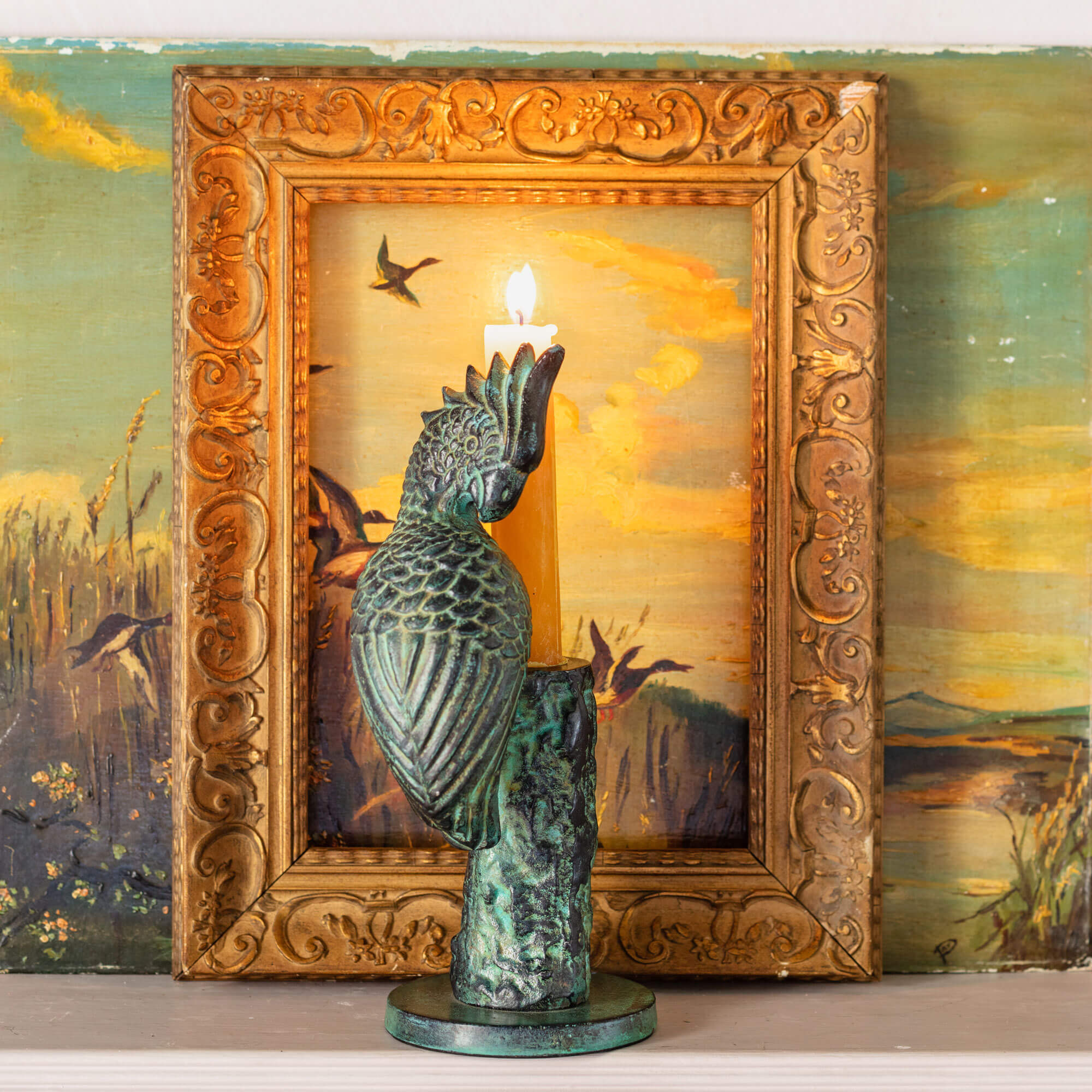 Green Parrot Candle Holder - image 1