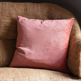 Graham and Green Small Vintage Pink Velvet and Linen Cushion