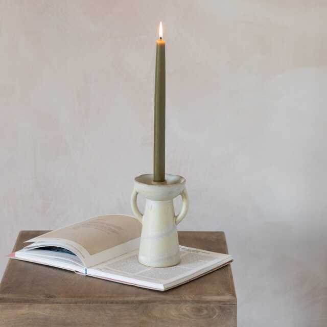 Graham and Green Ivory Handled Stoneware Candle Holder - image 1