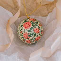 Graham and Green Cream Hand Painted Floral Bauble - thumbnail 1