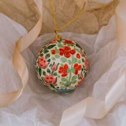 Graham and Green Cream Hand Painted Floral Bauble - thumbnail 2