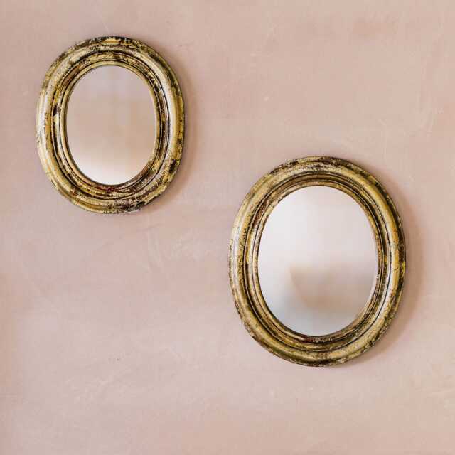 Graham and Green Antiqued Gold Large Oval Wooden Wall Mirror - image 1