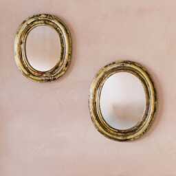 Graham and Green Antiqued Gold Large Oval Wooden Wall Mirror