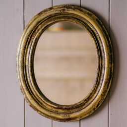 Graham and Green Antiqued Gold Large Oval Wooden Wall Mirror - thumbnail 3