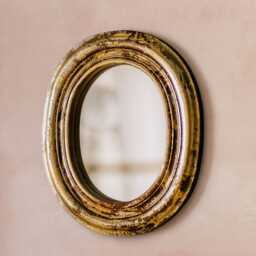 Graham and Green Antiqued Gold Large Oval Wooden Wall Mirror - thumbnail 2
