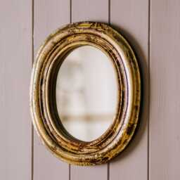 Graham and Green Antiqued Gold Large Oval Wooden Wall Mirror - thumbnail 2