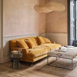 Graham and Green Chalmers Maize Velvet Three Seater Sofa