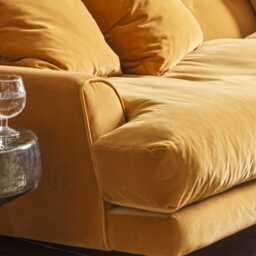 Graham and Green Chalmers Maize Velvet Three Seater Sofa - thumbnail 2