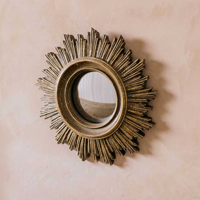 Graham and Green Antiqued Gold Convex Mirror - image 1