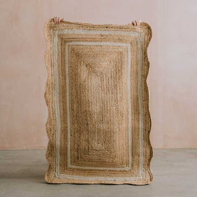 Graham and Green Scalloped Natural & White Jute Rug - 150 x 90cm - image 1