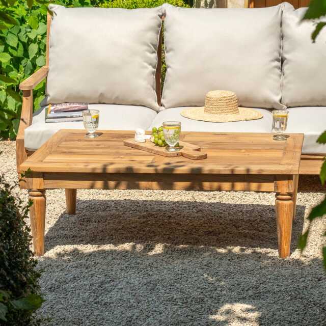 Graham and Green Logan Outdoor Teak Wood Coffee Table - image 1