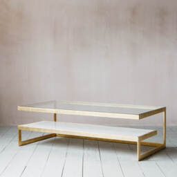 Graham and Green Estere Gold and Marble Coffee Table - thumbnail 4