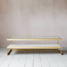 Graham and Green Estere Gold and Marble Coffee Table - thumbnail 3