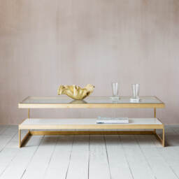 Graham and Green Estere Gold and Marble Coffee Table - thumbnail 2