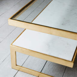 Graham and Green Estere Gold and Marble Coffee Table - thumbnail 6