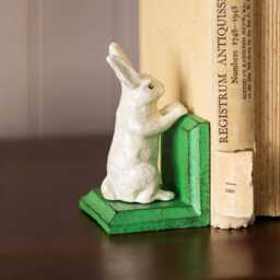 Graham and Green Antiqued Cast Iron White Rabbit Bookends - thumbnail 2