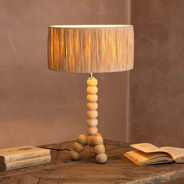 Graham and Green Bobbin Tripod Natural Wooden Table Lamp - image 1