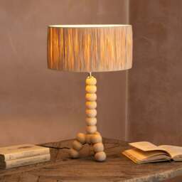 Graham and Green Bobbin Tripod Natural Wooden Table Lamp
