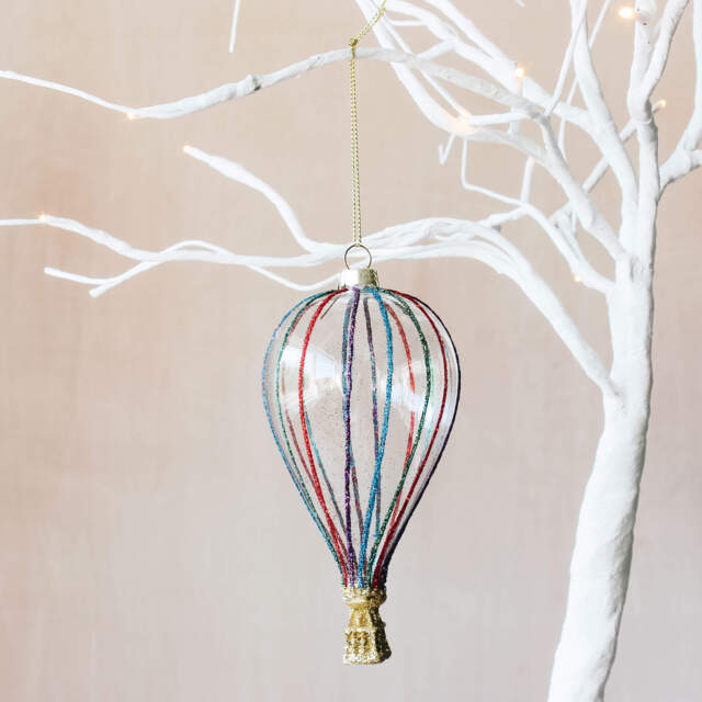 Graham and Green Glass Hot Air Balloon Christmas Decoration