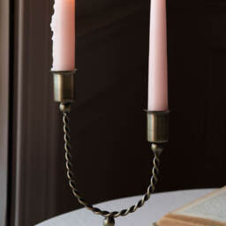 Graham and Green Twisted Antiqued Brass Double Candle Holder - thumbnail 2