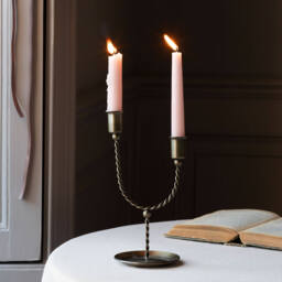 Graham and Green Twisted Antiqued Brass Double Candle Holder - thumbnail 1