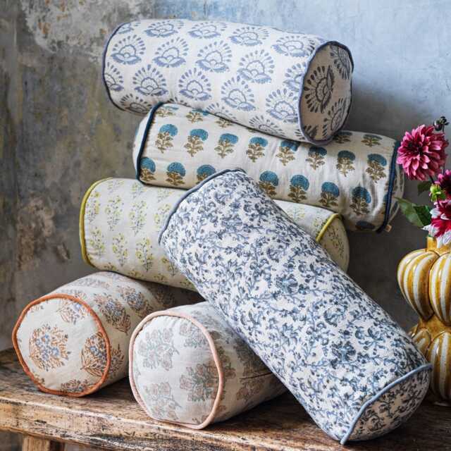 Graham and Green Altheda Hand-Block Printed Bolster Cushion - image 1