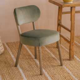 Graham and Green Rigby Moss Green Velvet Dining Chair with Natural Legs - thumbnail 2