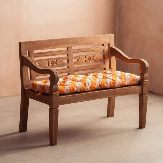 Graham and Green Orange Candy Stripe Bench Seat Pad - image 1