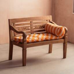 Graham and Green Orange Candy Stripe Bench Seat Pad - thumbnail 2