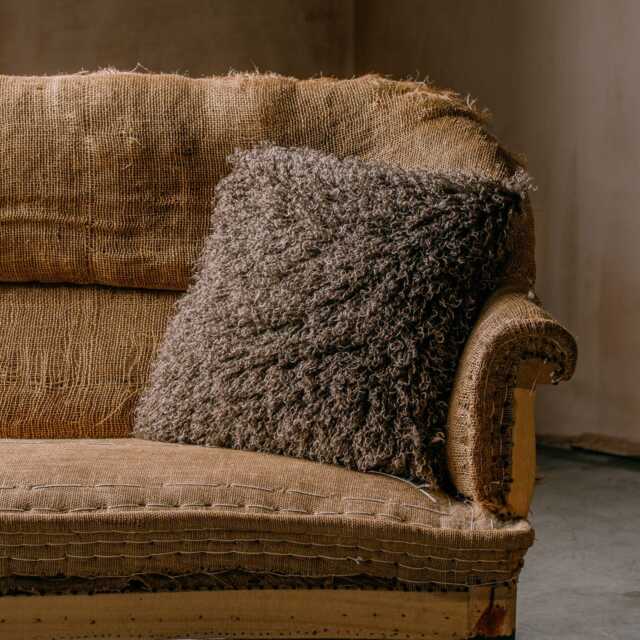 Graham and Green Chestnut Faux Fur Square Cushion - image 1