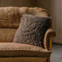 Graham and Green Chestnut Faux Fur Square Cushion - thumbnail 1