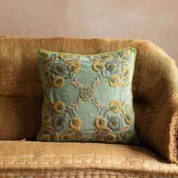 Graham and Green Romy Embroidered Velvet Square Cushion