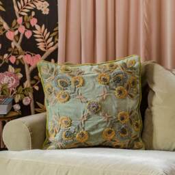 Graham and Green Romy Embroidered Velvet Square Cushion - thumbnail 3