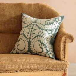 Graham and Green Lucia Mustard Velvet Large Square Cushion - thumbnail 2