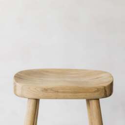 Graham and Green Oak Farmhouse Kitchen Stool - thumbnail 5