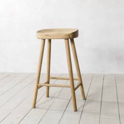 Graham and Green Oak Farmhouse Kitchen Stool - thumbnail 3