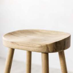 Graham and Green Oak Farmhouse Kitchen Stool - thumbnail 4