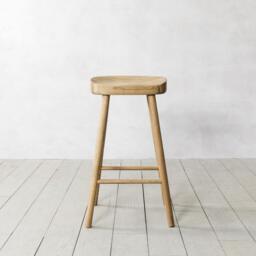 Graham and Green Oak Farmhouse Kitchen Stool - thumbnail 6